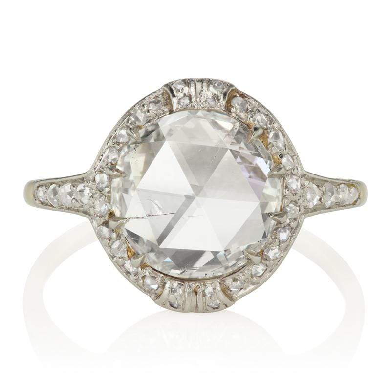 Antique Edwardian Rose Cut Diamond Ring in Two-Tone Setting