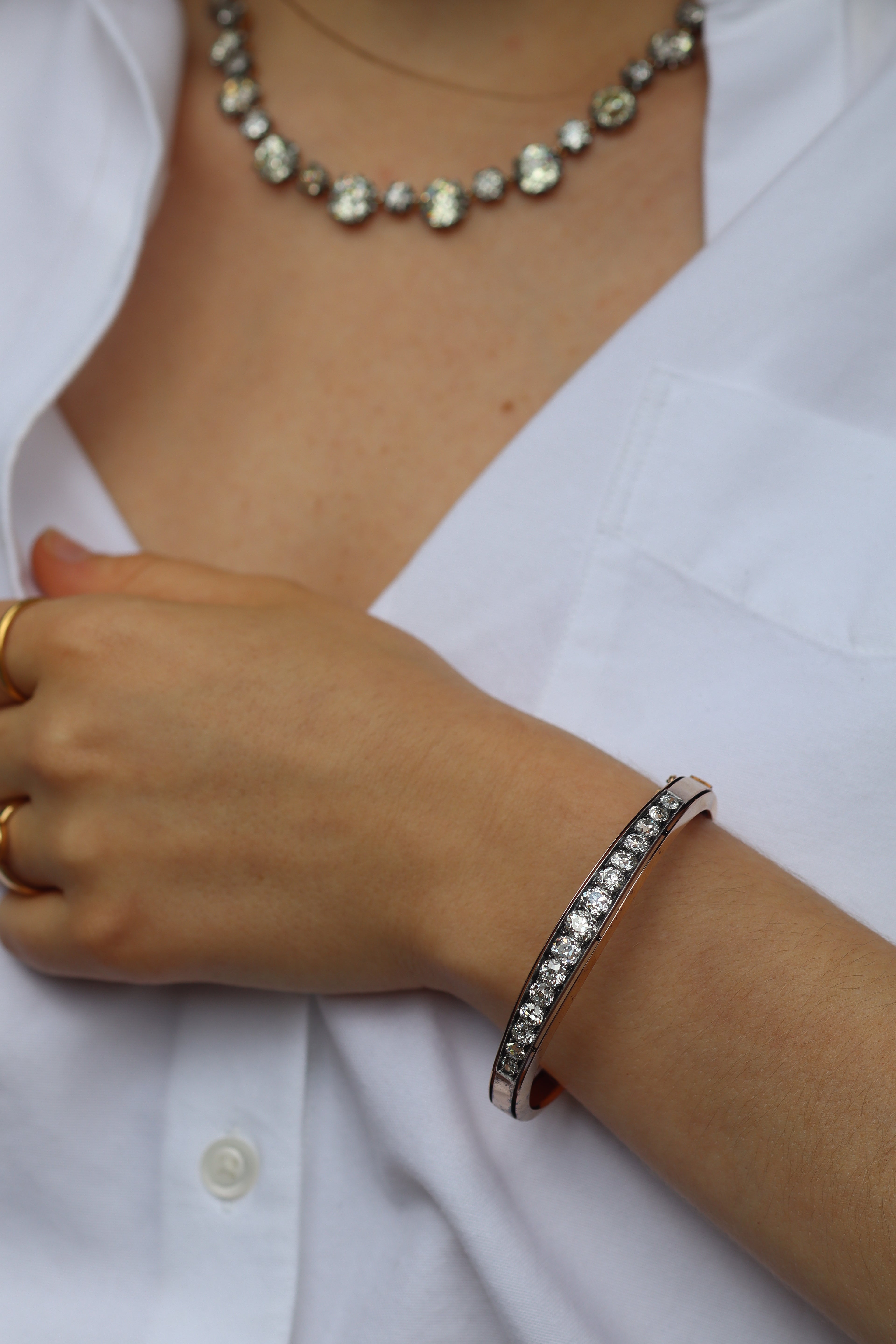 Victorian Old Cut Bangle Bracelet diamond