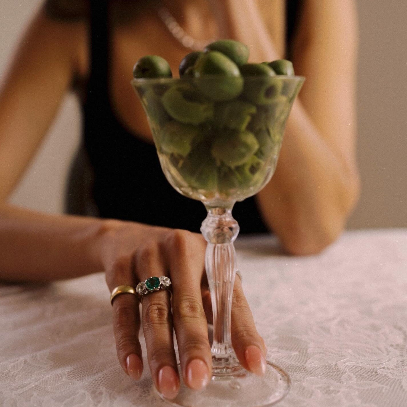 ANTIQUE diamond engagement ring with gemstone