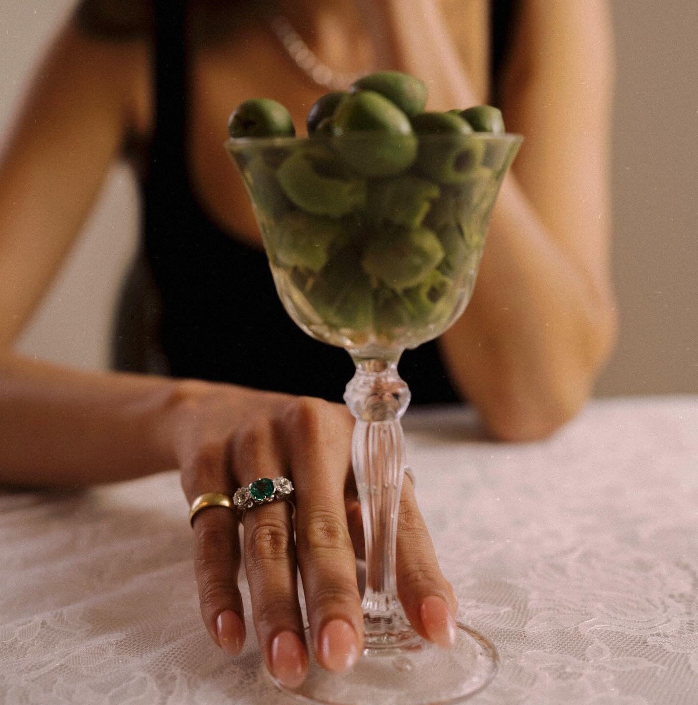 ANTIQUE diamond engagement ring with gemstone