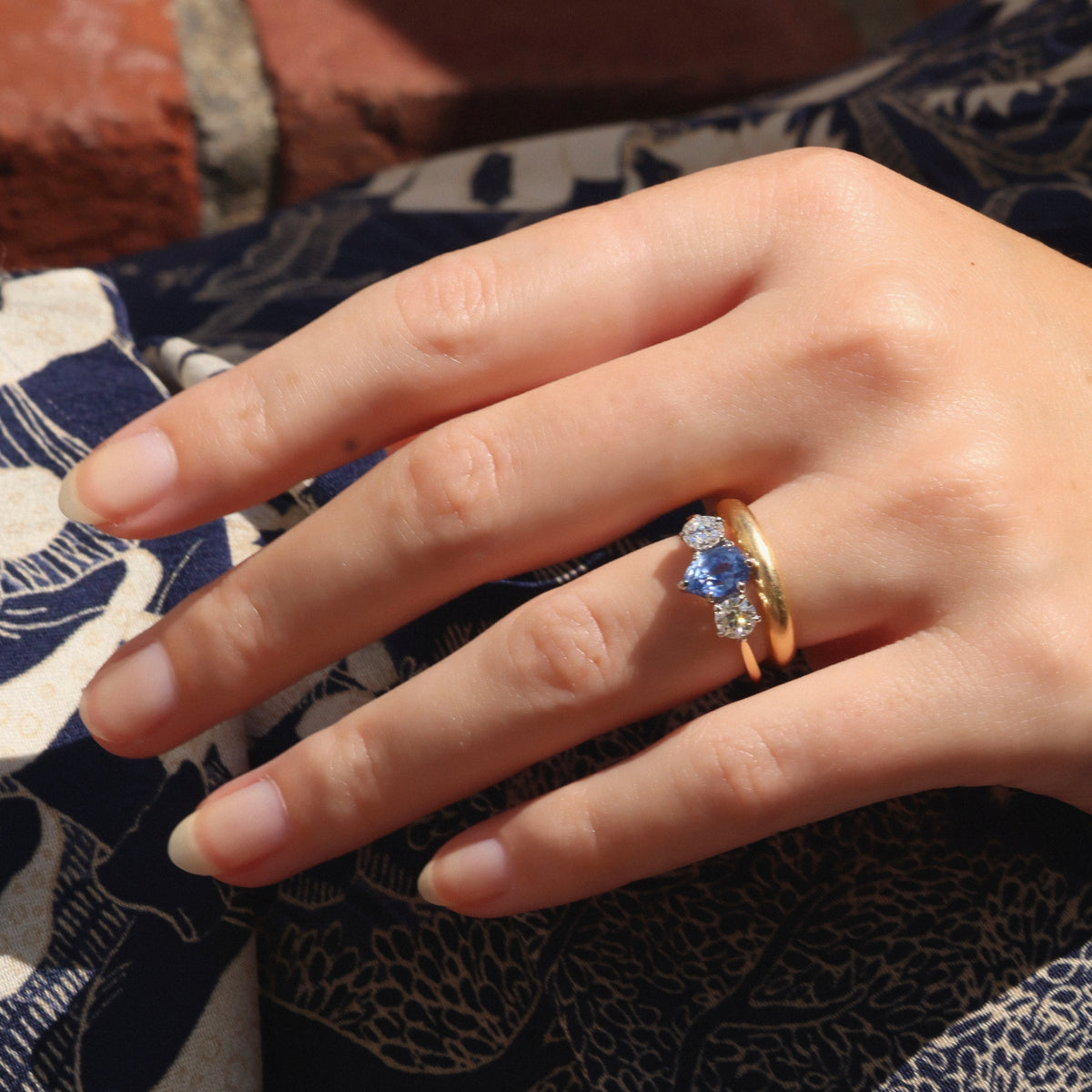 AB MADE diamond engagement ring with gemstone