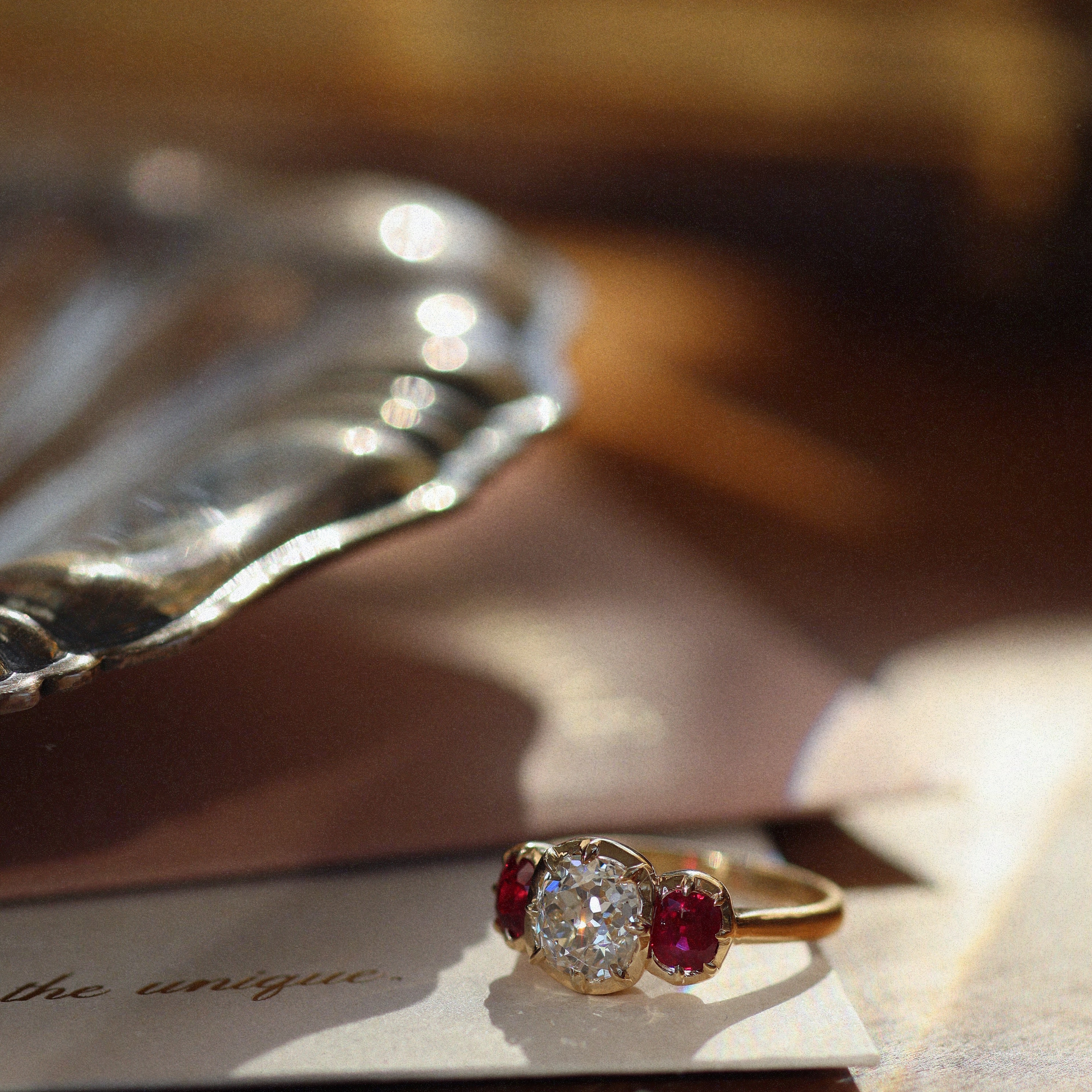 AB MADE diamond engagement ring with gemstone