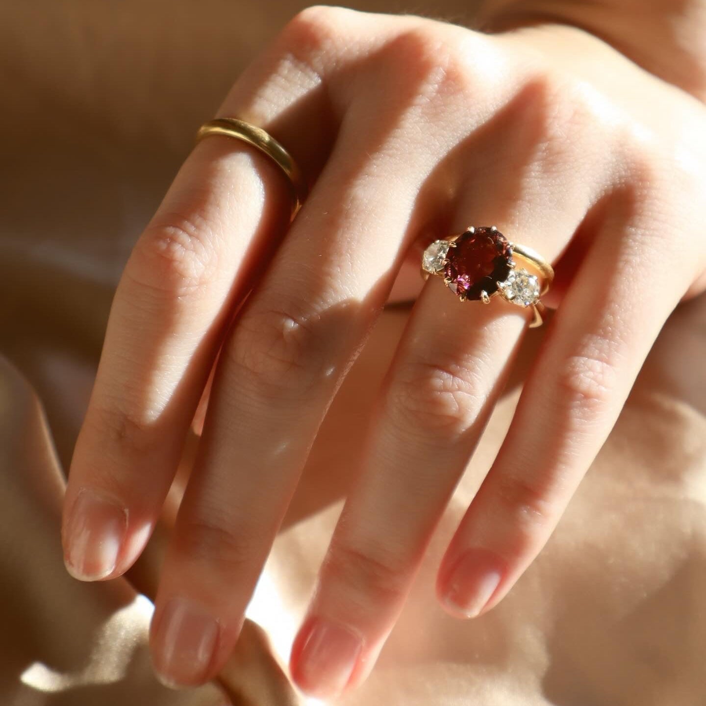 AB MADE diamond engagement ring with gemstone