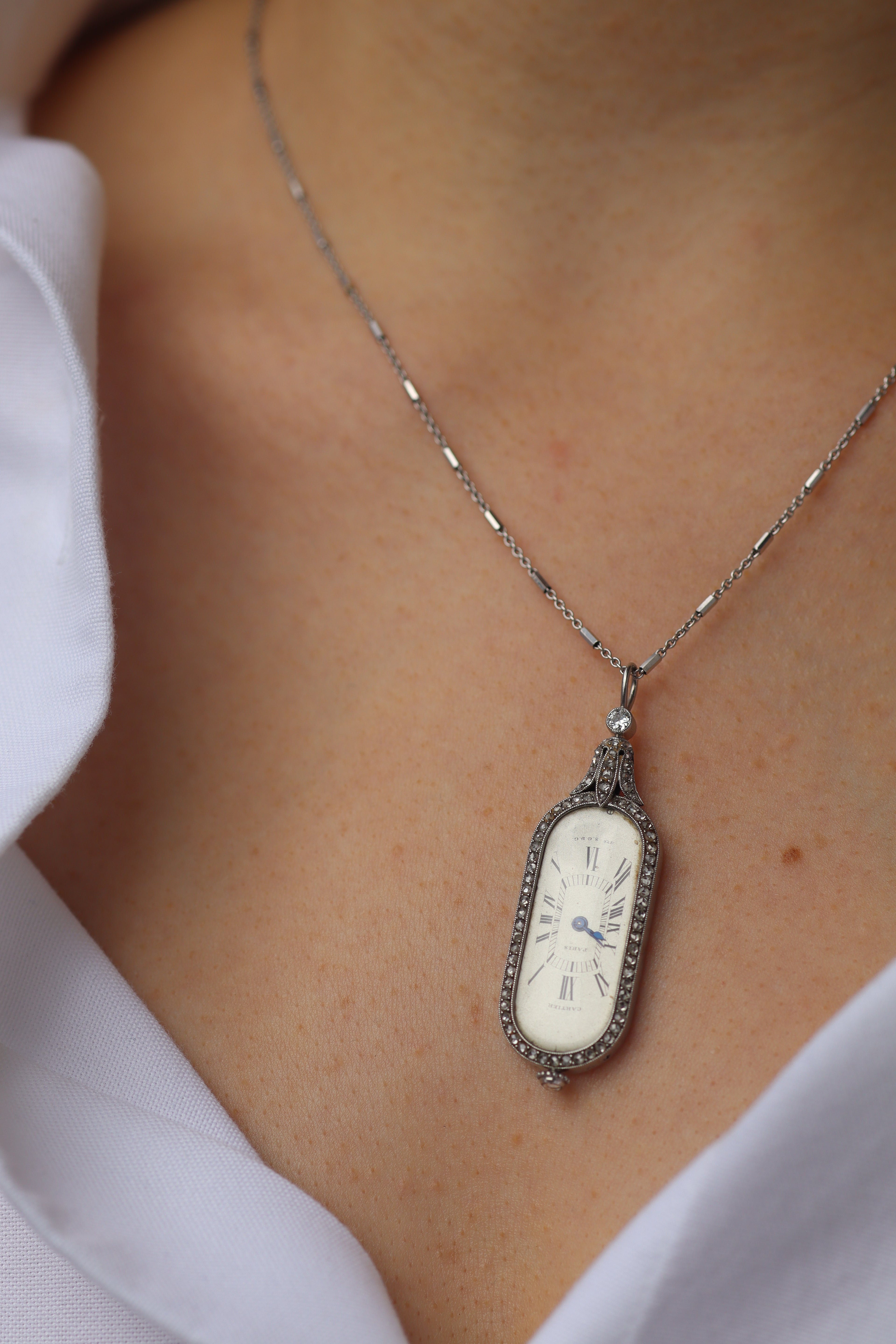 Antique Cartier Diamond Watch Pendant diamond