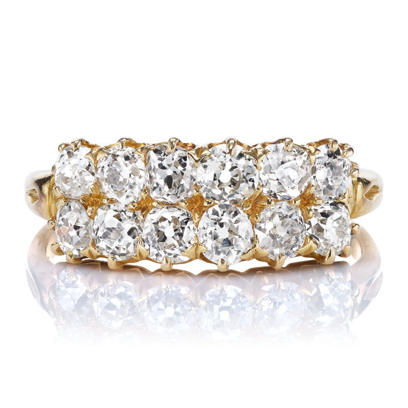 Victorian Era Double Row Old Cut Half Hoop