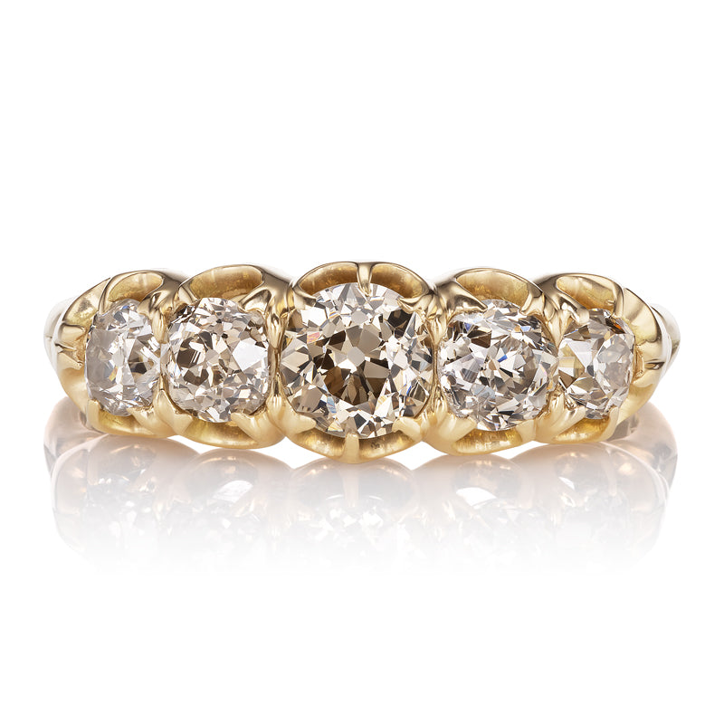 Chunky Old Cut Champagne Diamond Wedding Band