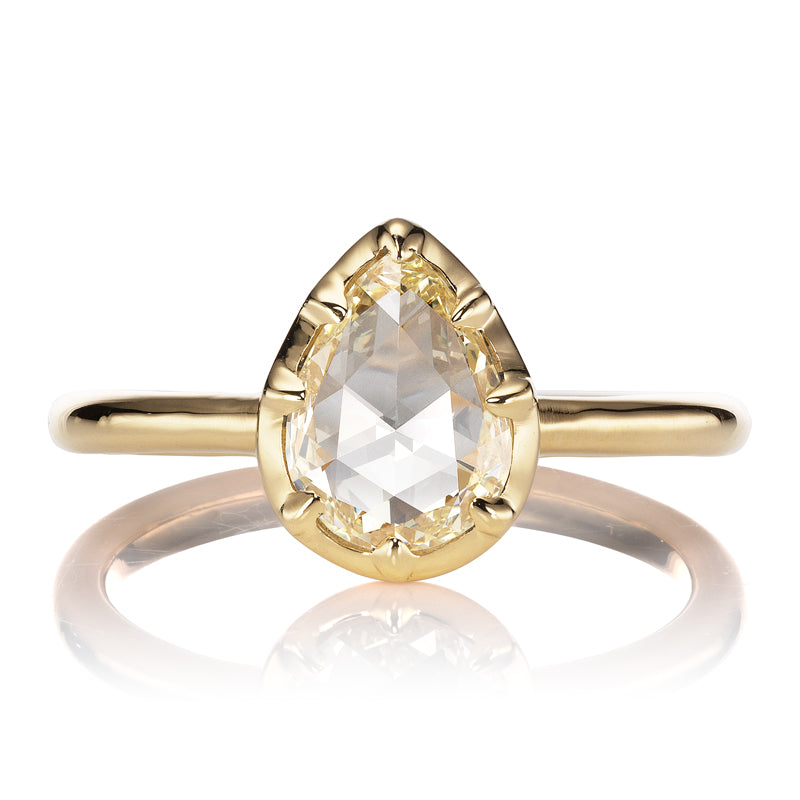 Pear Shaped Rose-Cut Diamond in Collet Setting
