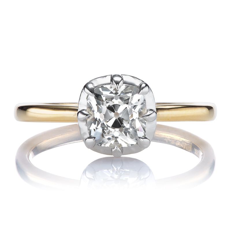 Old Mine Cut Diamond in Two-Tone Collet Setting