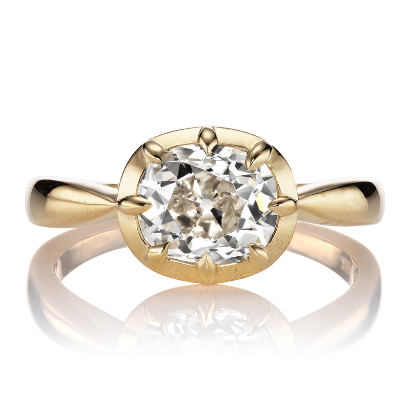 1.5 Carat Old Mine Cut Diamond in East-West Collet Setting