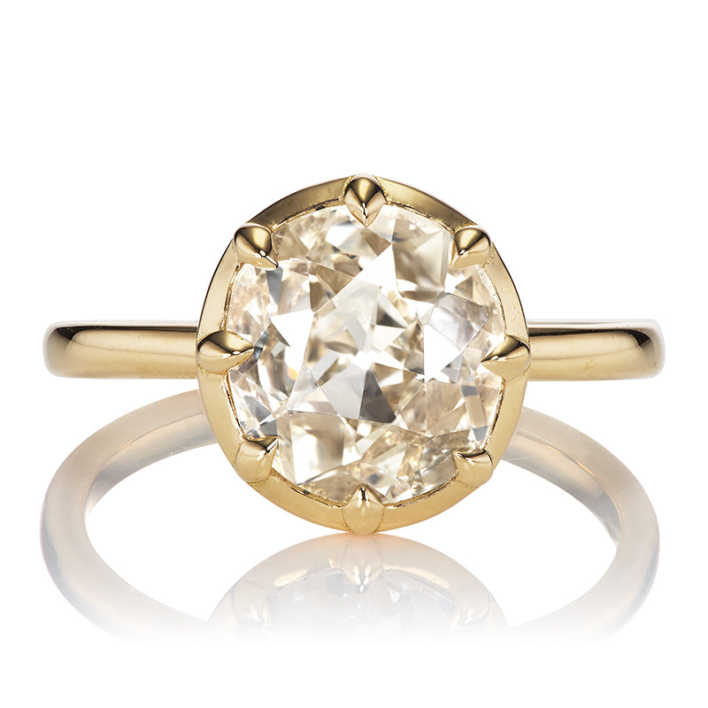 Chunky 2ct Old Mine Cut Diamond in Antique-Inspired Unique Setting