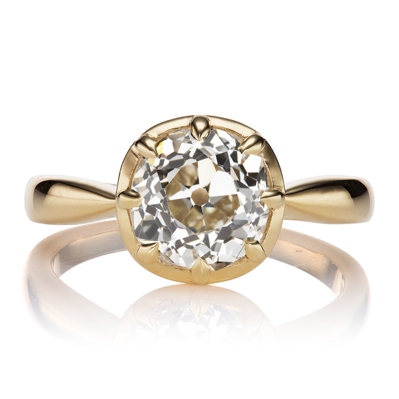 2.5 Carat Old European Cut Diamond in Gold Collet Setting