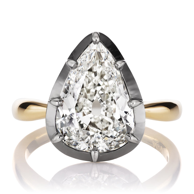 Collet Set Two-Toned Pear Diamond Ring