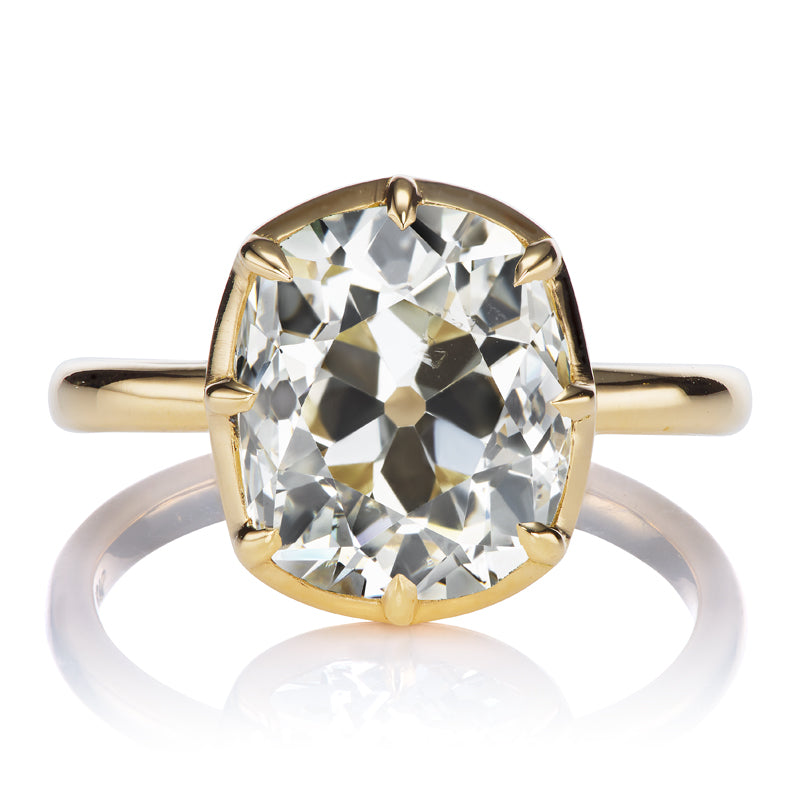 4.7 Carat Old Mine Cut Diamond in Yellow Gold Collet Setting