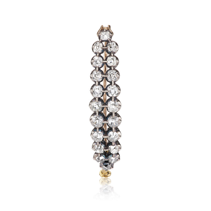 Antique Double Row Old Mine Cut Diamond Brooch