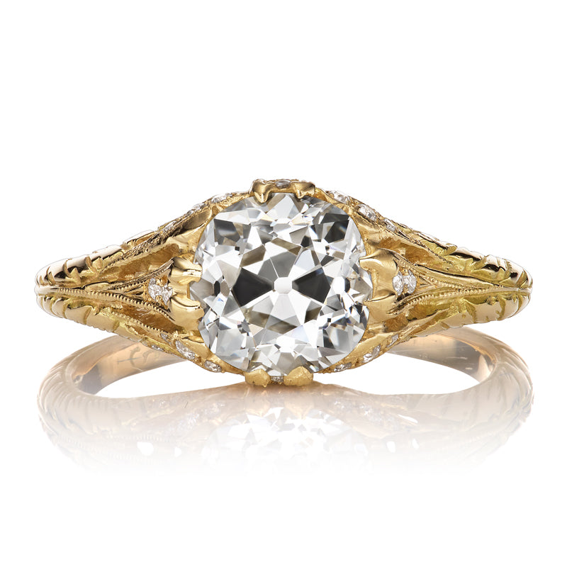 1.5 Carat Old Mine Cut Diamond in Antique-Style Filigree Setting