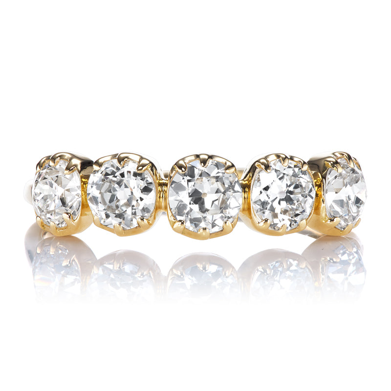 Five Stone Old European Cut Diamond Band in Collet Setting