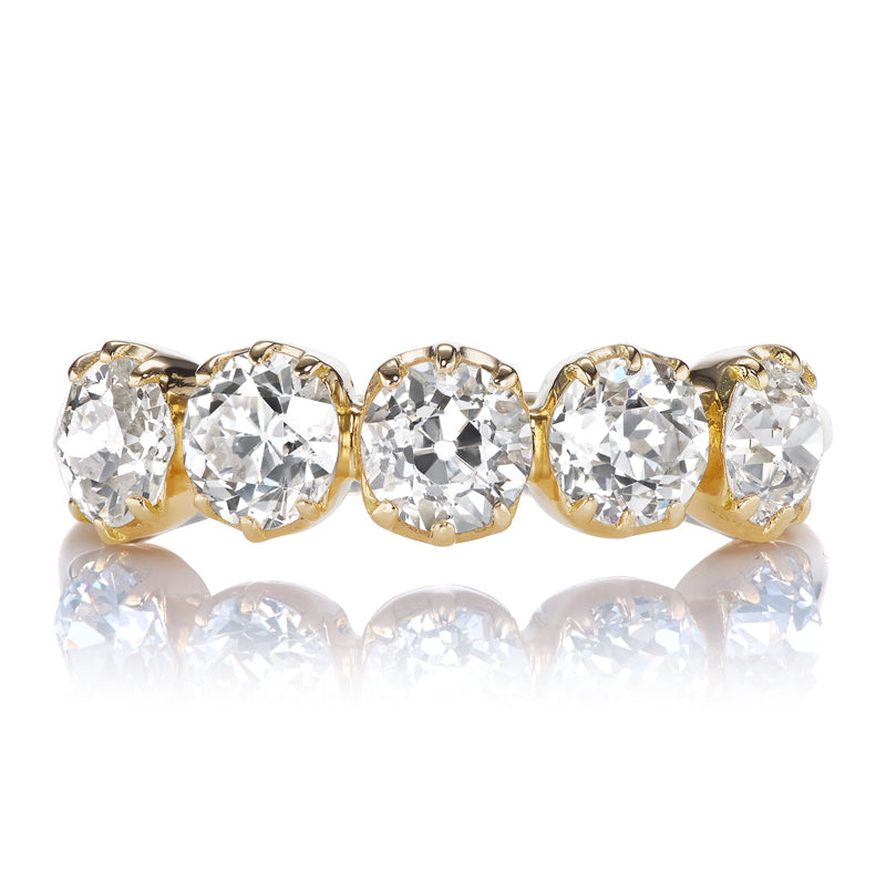 Yellow Gold Old Mine Cut Diamond Wedding Band