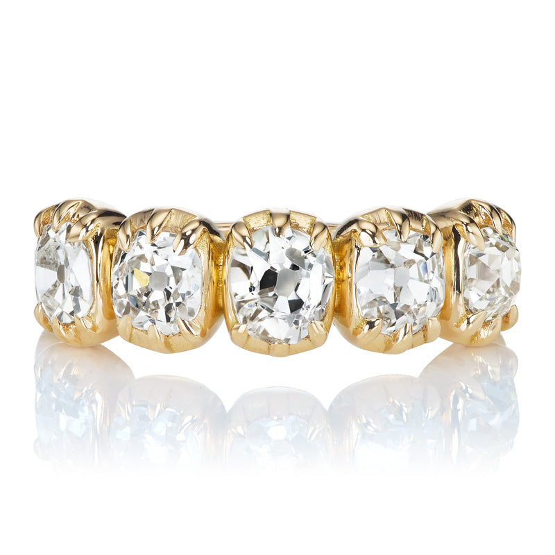 Old Mine Cut Diamond Band in Yellow Gold