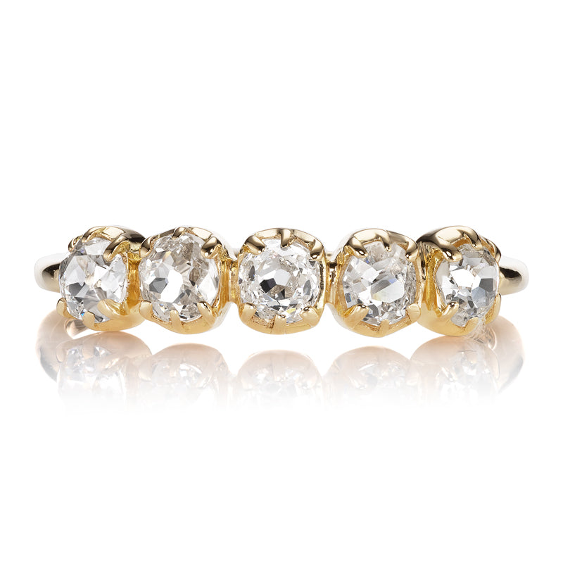 Five Stone Old Mine Cut Diamond Band