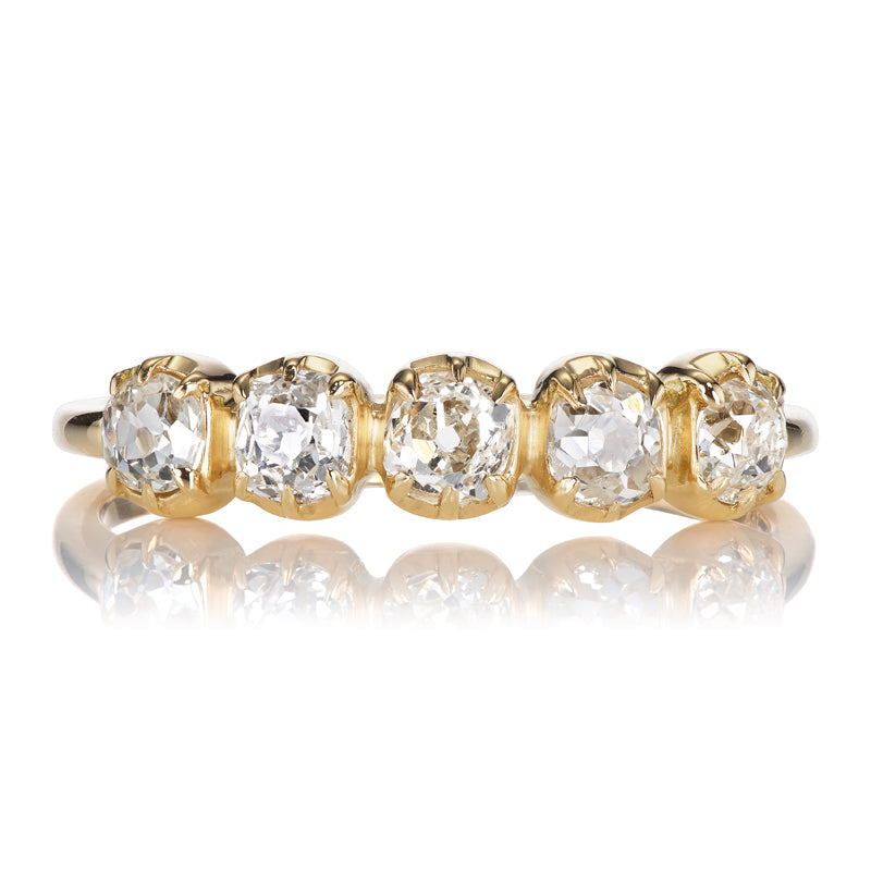 Old Mine Cut Diamond Half Hoop Band