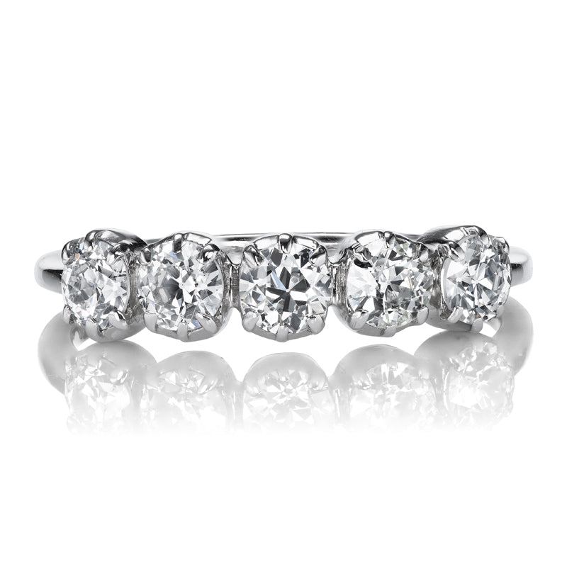 Five Stone Old Cut Diamond Ring in Platinum Collet