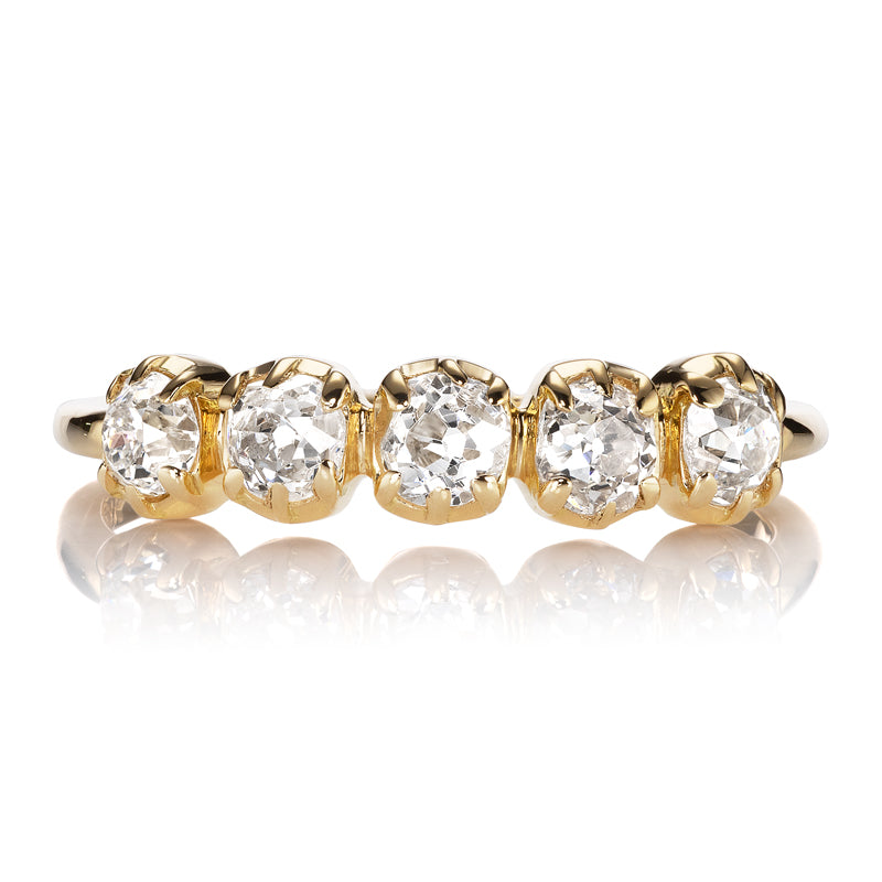 Five Stone Old Cut Diamond Band in Gold Collet