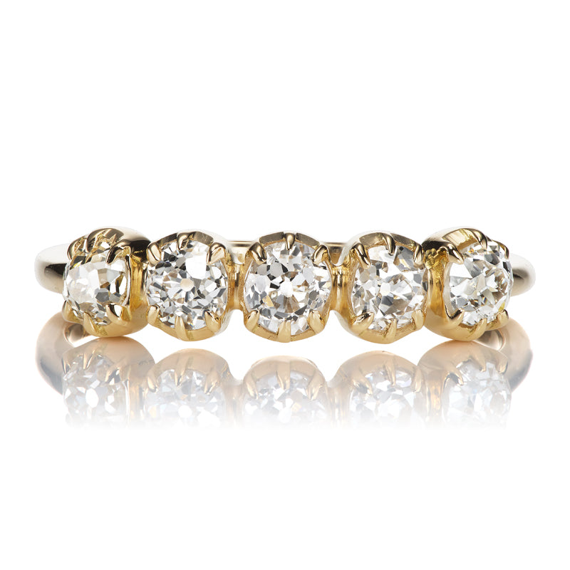 Old Mine Cut Diamond Wedding Band