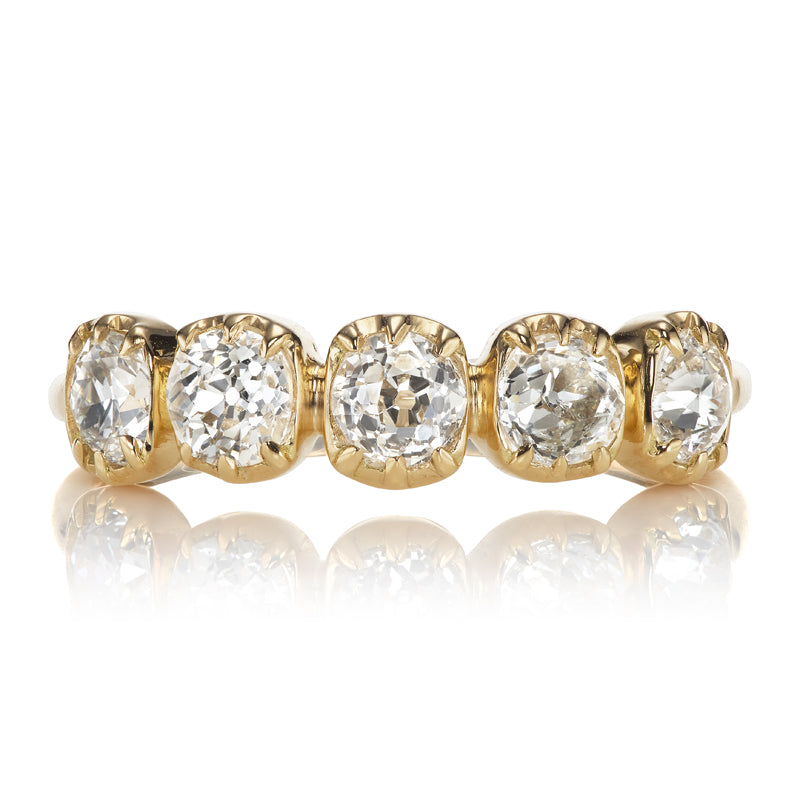 Five Stone Diamond Half Hoop Ring