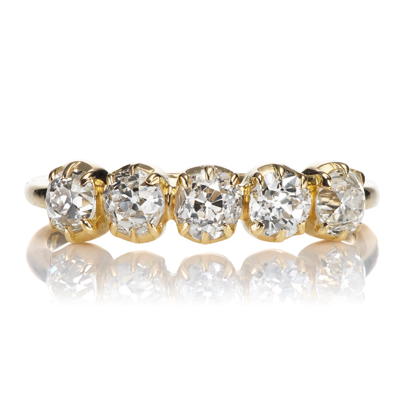Five Stone Diamond Half Hoop Ring