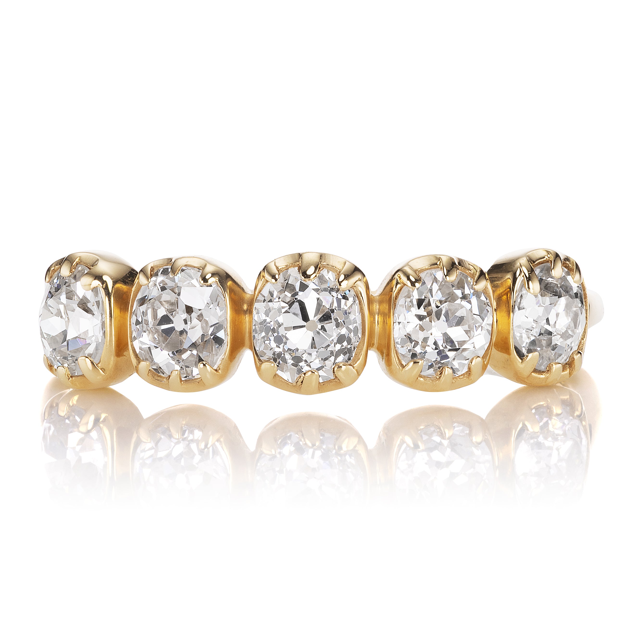 Old Cut Diamond Band in Yellow Gold Collet