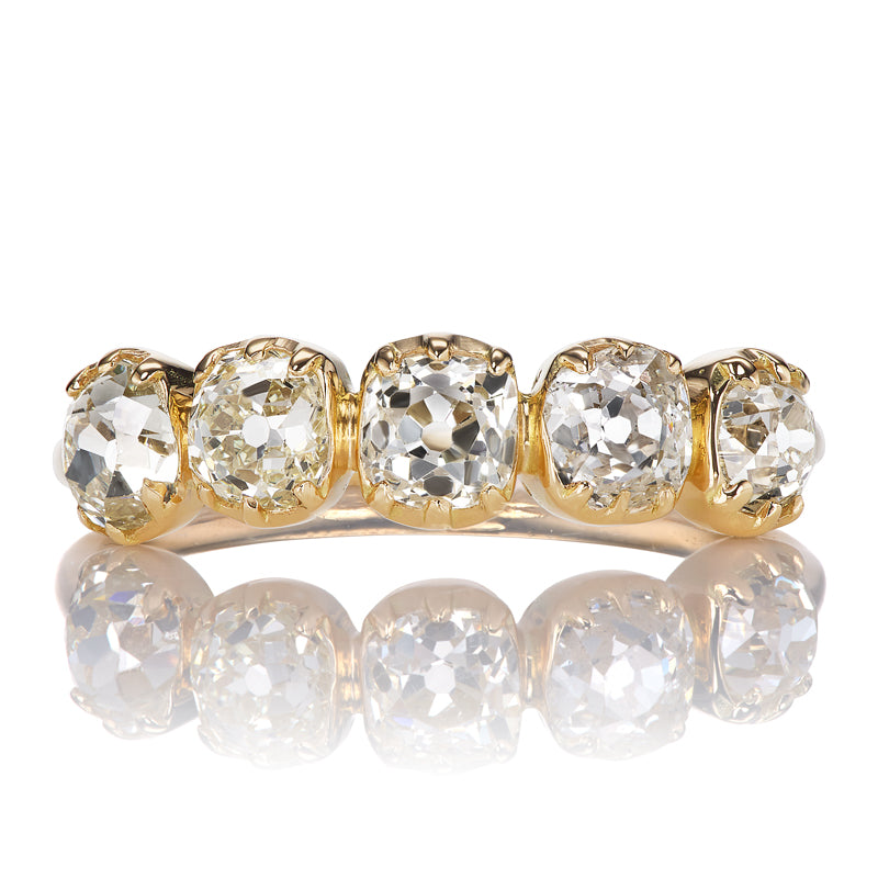 Champagne Colored Old Mine Cut Diamond Half Hoop Band