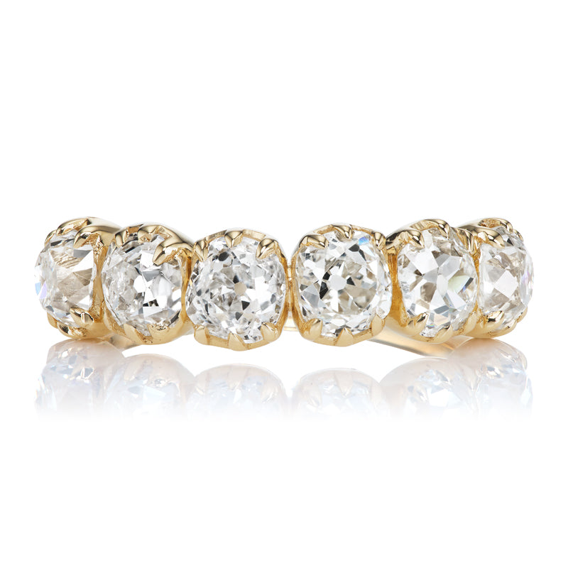 Six Stone Old Mine Cut Diamond Half Hoop Band