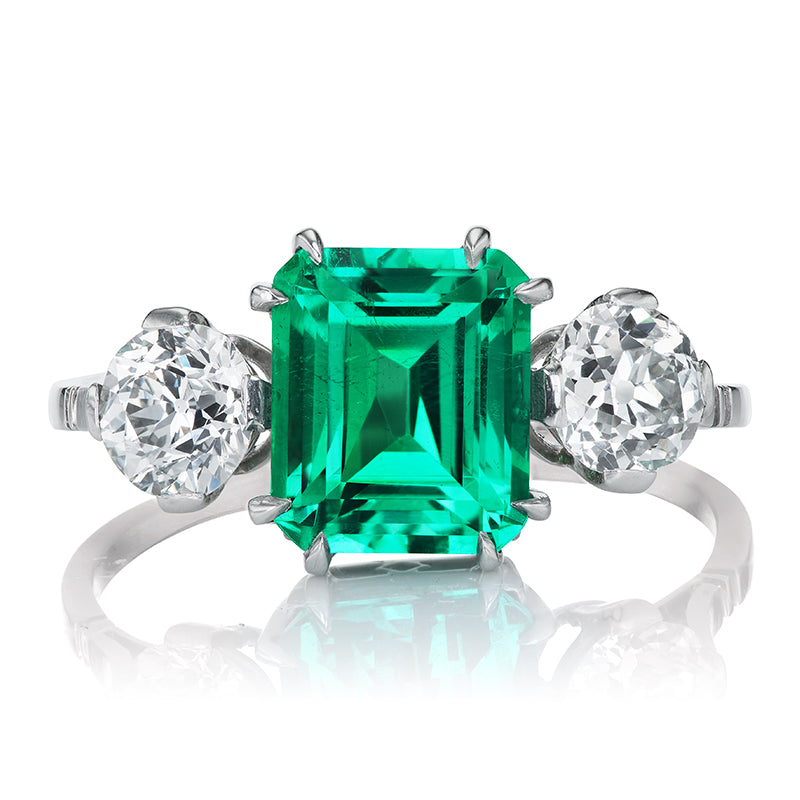 2.07-carat Colombian Emerald with Diamond Side Stones