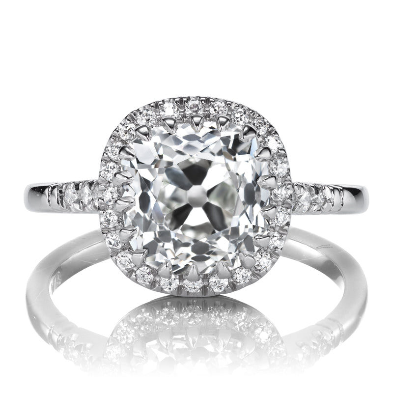 3 Carat Old Mine Cut Diamond Ring with Halo