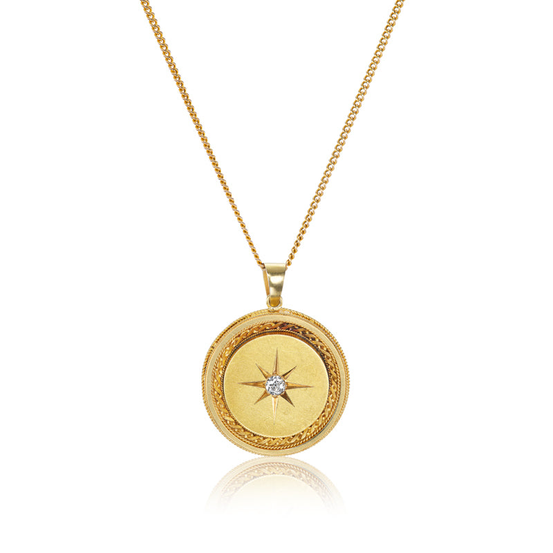Antique Celestial Diamond and Gold Necklace