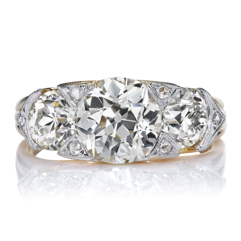 2 Carat Old European Cut Three Stone Half Hoop Diamond Ring