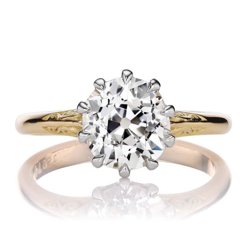 Old Mine Cut Diamond in Two-Tone Detailed Setting