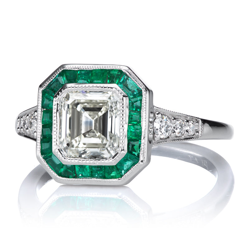 1.22ct Asscher Cut Diamond diamond engagement ring with gemstone