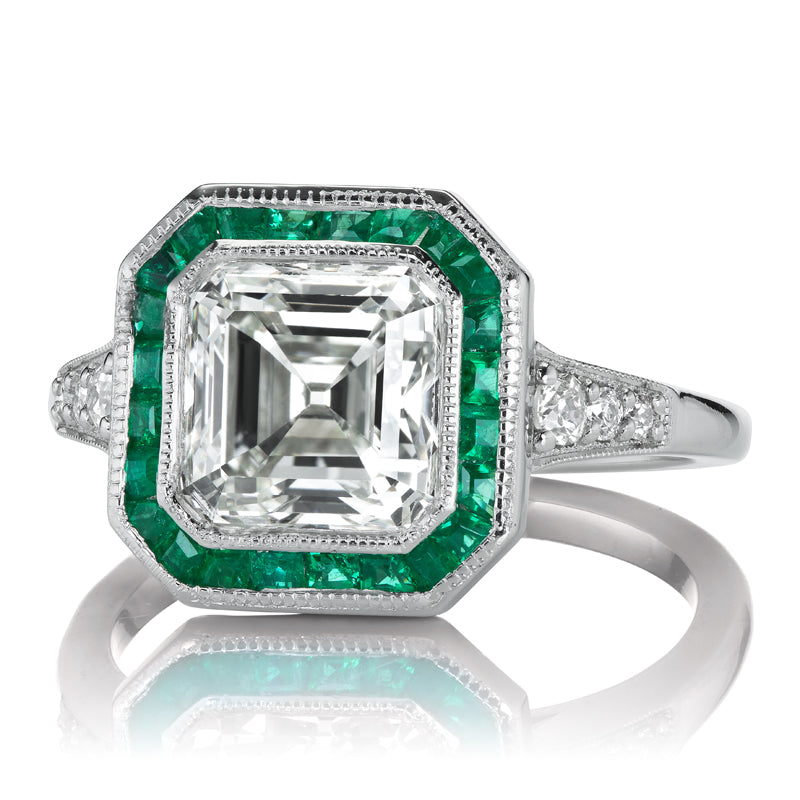 2.42ct Asscher Cut Diamond diamond engagement ring with gemstone