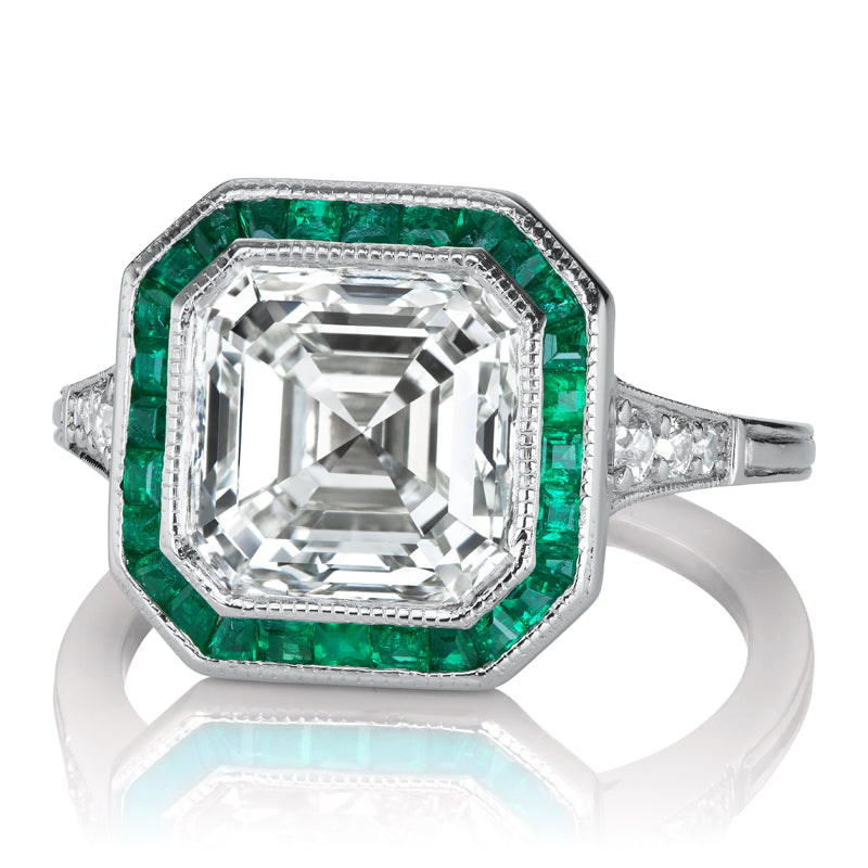 4.03ct Asscher Cut Diamond diamond engagement ring with gemstone