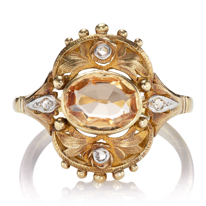 Art Nouveau Golden Topaz Ring