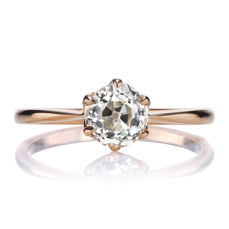 1 Carat Old European Cut Diamond in 6 prong Rose Gold Setting