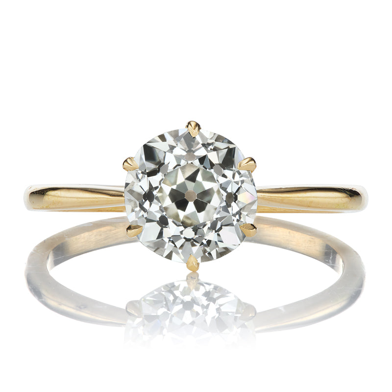 1.72ct Old European Cut Diamond Solitaire Engagement Ring with Tapered 18kt Gold Band