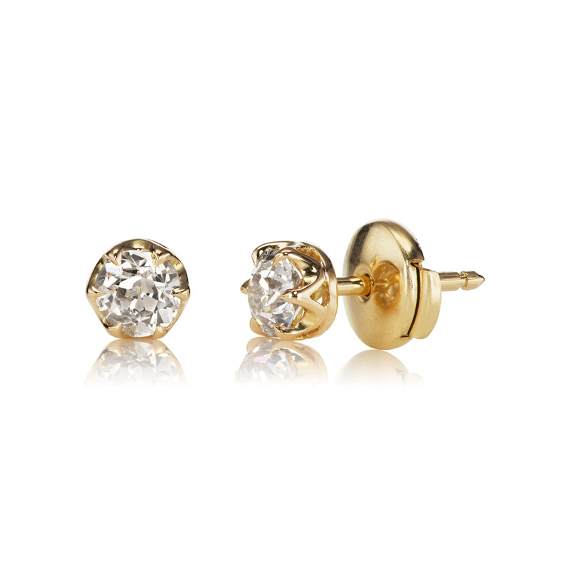 Champagne Old European Cut Diamond Stud Earrings