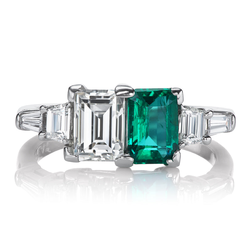 Toi Et Moi Diamond and Emerald in Platinum