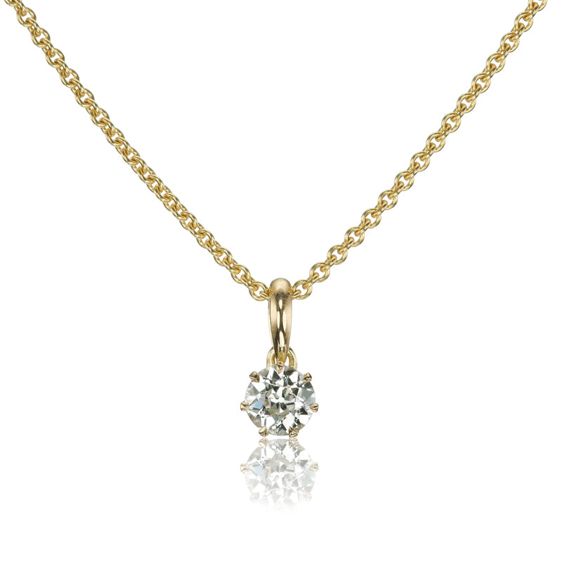 Prong Set Old European Cut Diamond Necklace