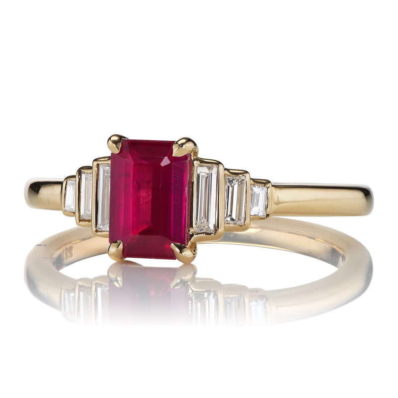 AB MADE diamond engagement ring with gemstone