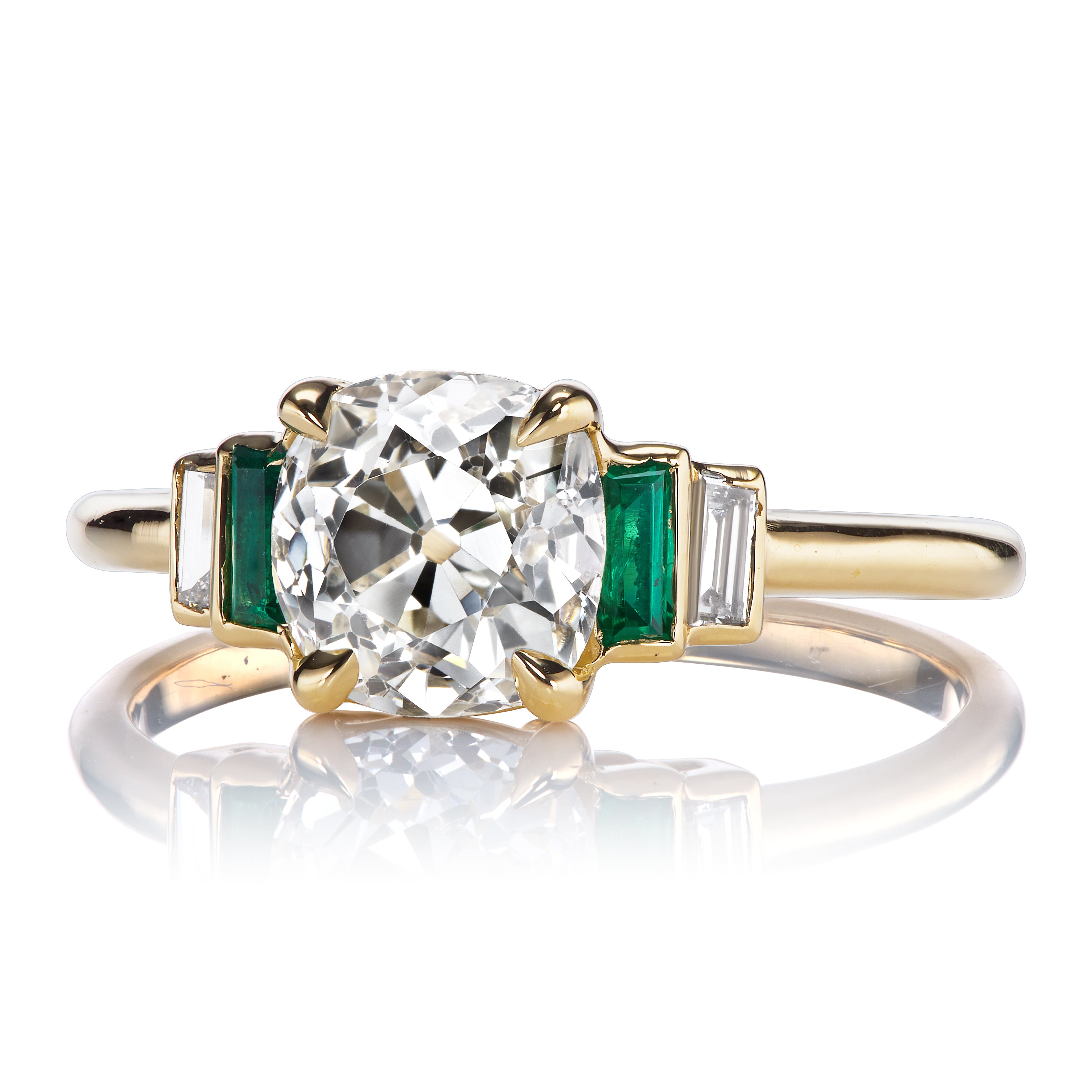 1.52ct Old Mine Cut Diamond diamond engagement ring with gemstone