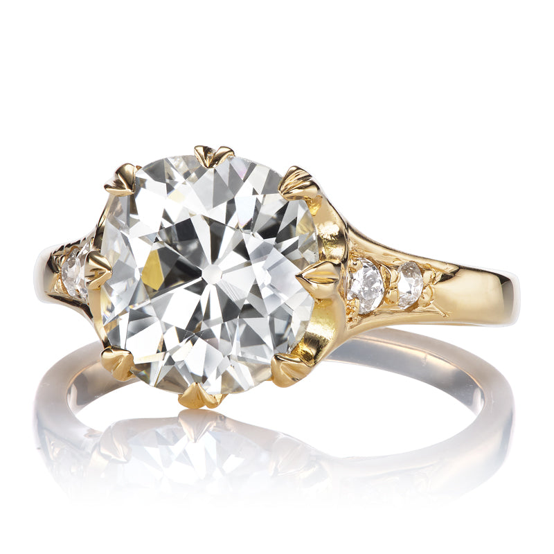 3.35ct old mine cut diamond diamond engagement ring