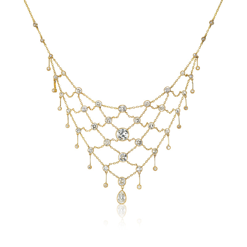 Incredible Antique Diamond Necklace with 11 Carats of Old Cut Diamonds